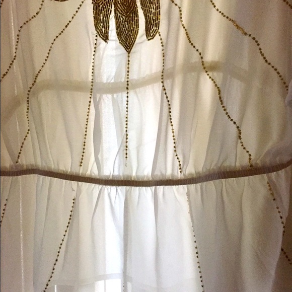 Flowy 🌼 gold bead RARE UNIQ blouse - Picture 5 of 7